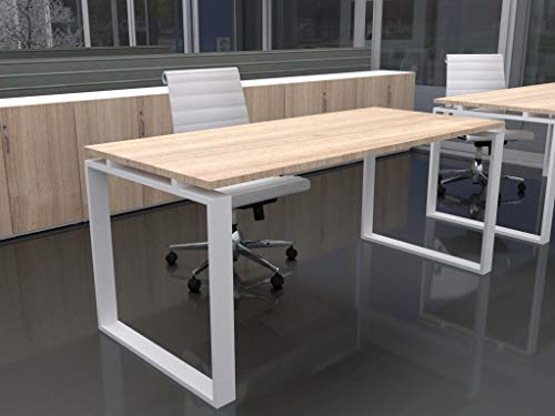 OFICIT Mesa de Oficina con Estructura Cerrada, de 180x80cm. FABRICACIÓN Nacional. Entrega de 3 a 7 dias. (Tablero Roble, Estructura Blanco) Cover