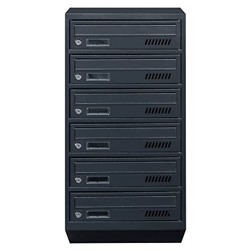 Buzones con fijación a Pared Euro GDS 6 RAL 7016 + NUMERACIÓN Sistema de 6 buzones de pie de buzones para Correo Cartas correspondencia Buzón