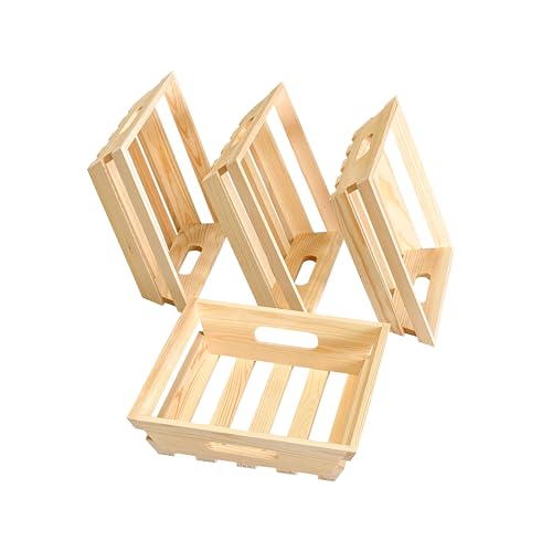 4 Pack 10 Inch Square Wooden Pallet Crates Unfinished Wood