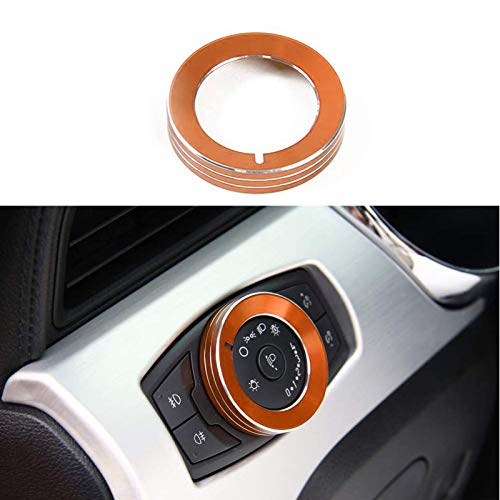 Keptrim for F150 Mustang Headlight Switch Knob Button Trim for Ford F150 Mustang 2015-2020, Orange Aluminum, 1pc