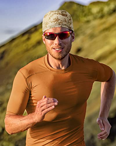 Image of 9 Pcs Cooling Skull Cap Camo Liner Sweat Wicking Lightweight Cycling Cap Running Hat for Men Women