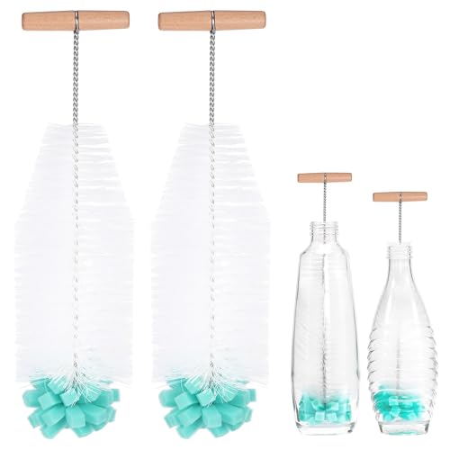 MICHIHOMIE 2 Stück Flaschenbürste Kompatibel mit Sodastream Glasflaschen und Kunststoffflaschen 32cm Reinigungsbürste für Glaskaraffe Sodaflaschen Babyflaschen Trinkflaschen Reinigt Kraftvoll