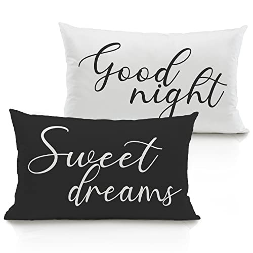 Sweet Dreams Good Night Throw Pillow Covers 20 X 12 Inhces Set Of 2，Sleep Themed Decorative Throw Pillowcase For Home Bedroom Guest Room，Gifts For Wedding Bridal Shower Couples College Freshman #TOP7