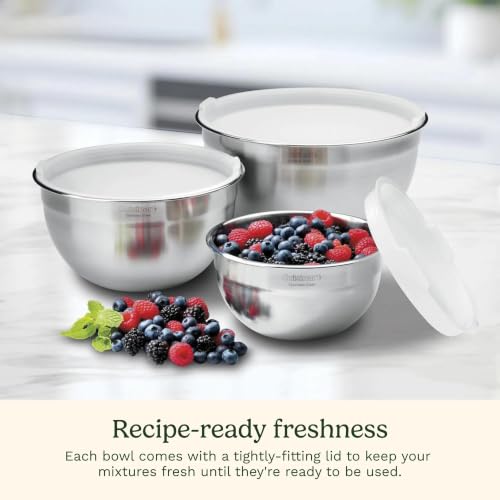 Cuisinart 3-Piece Stainless Steel Mixing Bowl Set with Lids, CTG-00-SMB - Image 5
