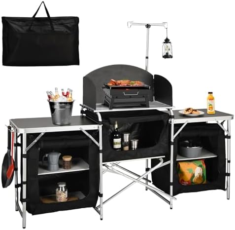 Cmaping KitchenTable, Aluminum Folding Camping Cook Station with ...