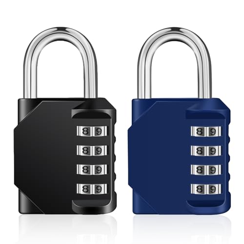 Image of ZHEGE 2 Pack Combination Lock for Locker, Combo Padlock (Black & Blue) | 4 Digit, School, Gym, Employee Locker, Outdoor, Fence Lock