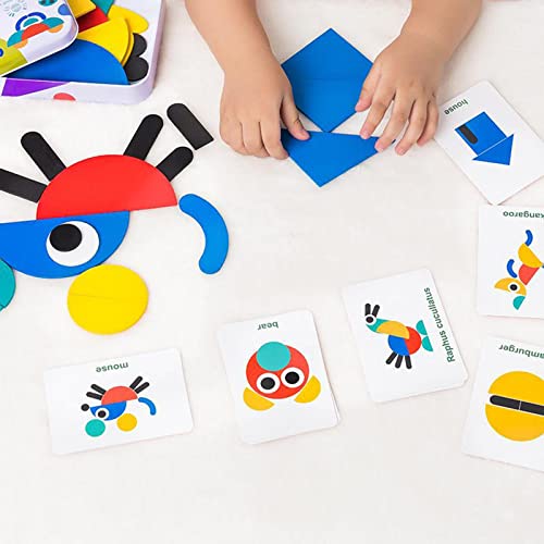 Image of bnf Tangram Pattern Blocks Puzzle Educational Jigsaw Toy 36 Blocks 60 Cards Baby | Toys for Baby | Developmental Baby Toys