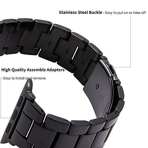 HOPO Compatible With Apple Watch Band Thin Lightweight Resin Strap Bracelet Wristband Replacement For iWatch Bands Series Ultra 11 10 9 8 7 6 5 4 3 2 1 SE(Black/Black,38/40/41/42mm) by HOPO - Image 3