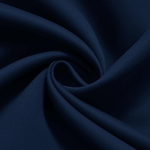 Image of COSVIYA Grommet Blackout Room Darkening Navy Blue Curtains 90 inch Length | Light Blocking Insulated Thermal Curtains for Bedroom /Living Room, Thick Polyester Window Drapes,52x90 inches, 2 Panels