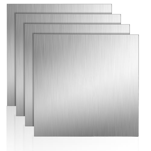 Image of Tlence 4 Pack Titanium Plate Sheets, 4 inch x 4'' x 0.04 inch Titanium Metal Sheet, 1mm Thick TA1 Alloy Plates for Metalwoking DIY Craft