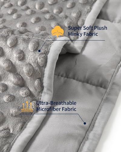 Image of Mr. Sandman Weighted Blanket for Adults, Minky Dots Heavy Blanket for Woman, Man Sleeping and Calm, Soft and Cozy Weighted Throw Blankets, Machine Washable, 41 x 60in, 10 lbs, Grey