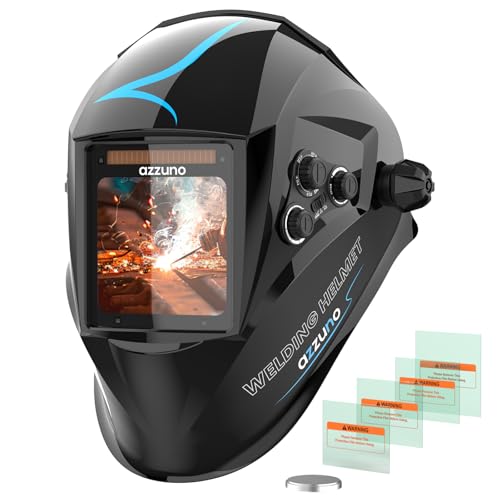 Image of AZZUNO Welding Helmet Auto Darkening, True Color Large Viewing 3.94"×3.82", Solar Powered Welding Hood Mask with Wide Shade 4/5-9/9-13 for TIG/MIG/Stick Weld/Cut/Grind