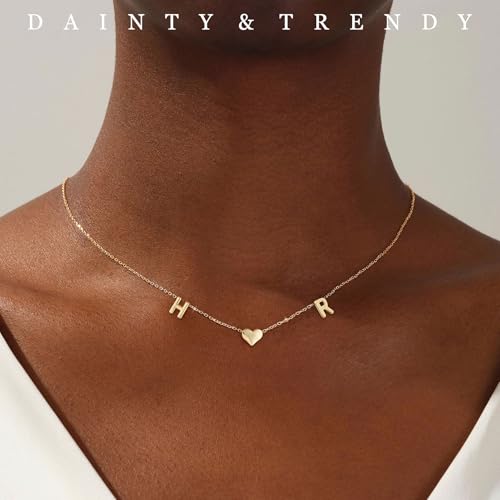 ZNBOH Gold Heart Initial Necklaces for Women 14K Gold Plated Dainty Heart A-Z Letter Pendant Necklace Cute Personalized Initial Letter Name Necklace Gold Jewelry Birthday Gifts for Women by ZNBOH - Used condition - Image 2