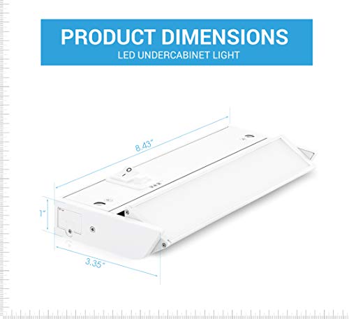 PARMIDA LED Swivel Under Cabinet Lighting, Hardwired or Plug-in Installation, 3 Color Temperature Slide Switch, Rotatable Lens, Dimmable, Linkable, ETL & Energy Star, 3000K-5000K, 120V, 6W – 8 Inch - Thumbnail 2