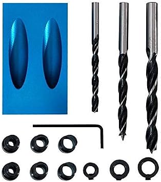 14Pcs Pocket Hole Jig Kit, 15 Degree Woodworking Inclined Hole Jig with 6/8/10mm Drive Adapter for Woodworking Angle Drilling Holes, Angle Carpentry Locator Jig