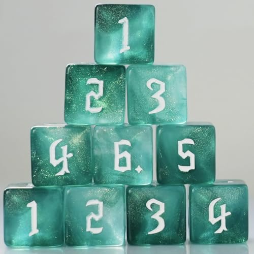 10 PC D6 dice 16mm Acrylic Dice Set for RPG MTG DND Dice Table Games and Board Games (Cyan)