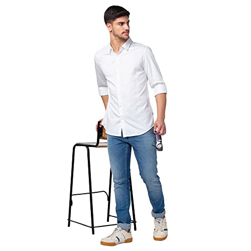 Image of Spykar Men's Slim Fit N /A Full Sleeve Printed Casual Shirts