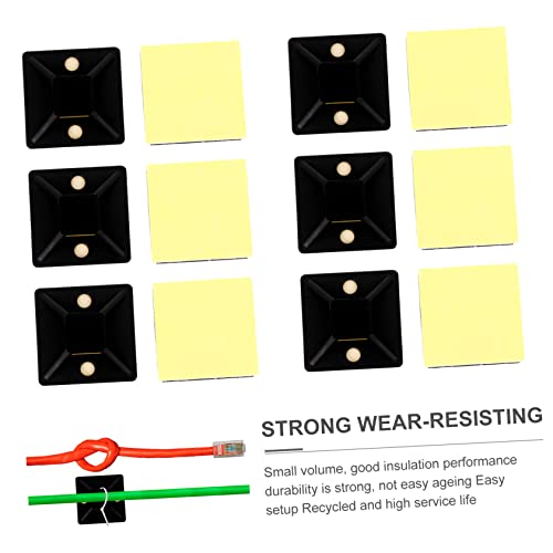 UPKOCH 200pcs Cable Tie Mounts adhesivos para organizar cables bajo escritorio y pared, instalación fácil, color negro miniatura 6