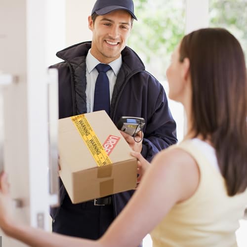 Cinta de advertencia amarilla OPP en rollo para sellar paquetes y decoración 5