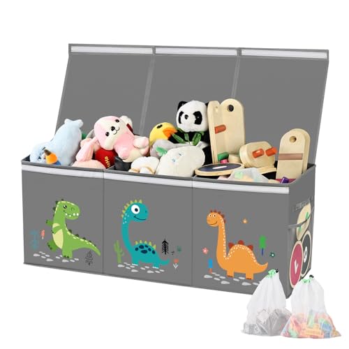 HEYCOOK Toys Storage Organiser, 130L Soft Toy Storage Box Large, Kids' Toy Chests & Boxes, Childrens Toy Storage Box with Lid (Grey)