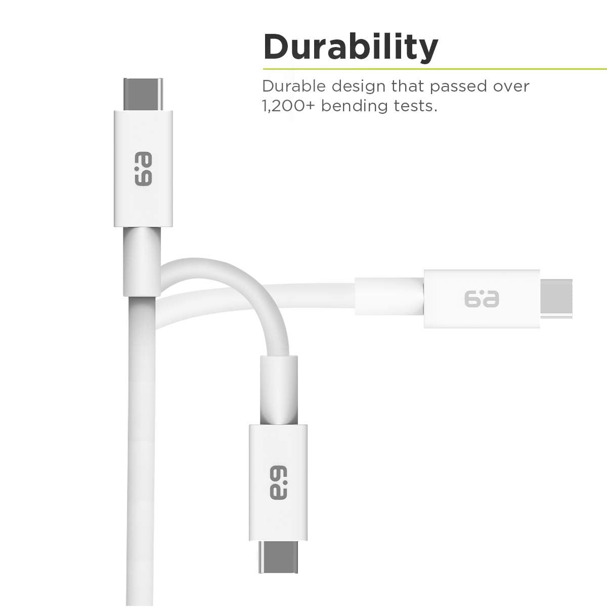 PureGear USB-C to C USB4 Cable (3ft) Power Delivery for iPhone Air, 17, 17 Pro, 17 Pro Max, 16, 15, Galaxy, Pixel Phones, Type C Laptops, & More USB-C Devices - Lifetime Replacement Coverage (White)