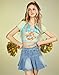 Winx Club Women's Crop Top Bloom Crew Neck T-Shirt Cheerleading Outfit Short Sleeve Basic Crop Tank Top Blue and Yellow
