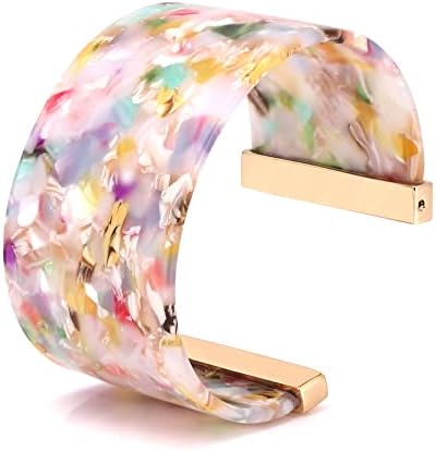 Wide Cuff Bangle Bracelet for Women Acrylic Resin Tortoise Bangle Bracelet Statement Adjustable Bracelet (Floral)