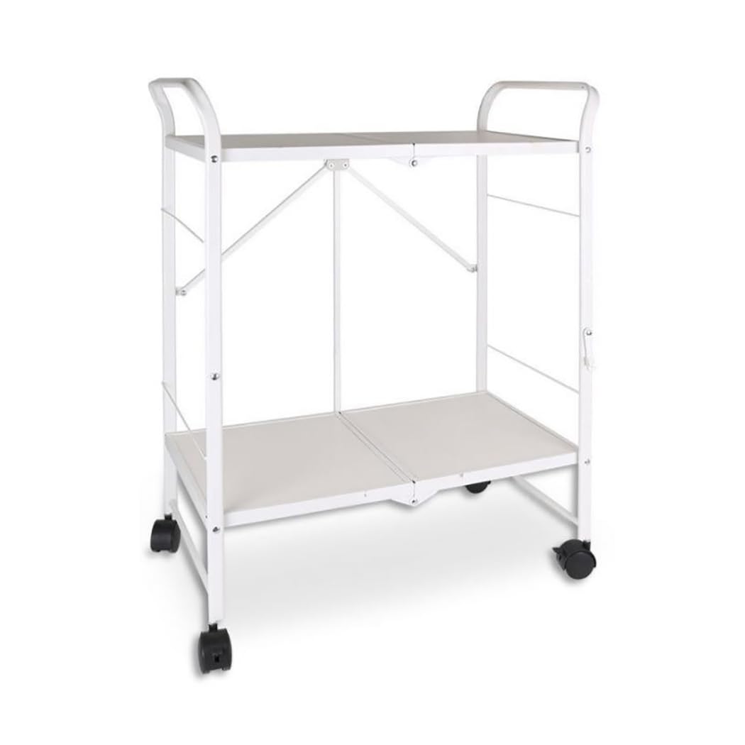 Acomoda Textil - Carro de Cocina Plegable con Ruedas 68x36x85 cm. Carrito Auxiliar con 2 Niveles y Estructura Metálica para Cocina, Baño, Restaurante o Almacenaje