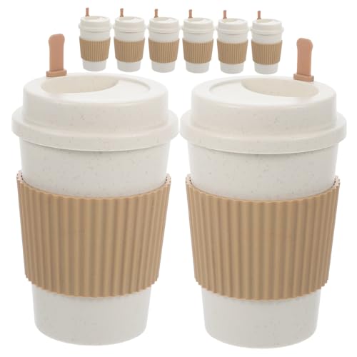 DECHOUS 8個 ビジネス用使い捨てカップ 蓋付きコーヒーカップ 携帯便利な撹拌スティック付き 耐熱断熱設計でオフィスや会議に
