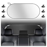 39.37'x19.76' Car Rear Window Sun Shade with 6 Suction Cups,Titanium Silver Rear Windshield Sun Shade for Blocking Heat,Foldable Back Window Suns Shades for Car SUV