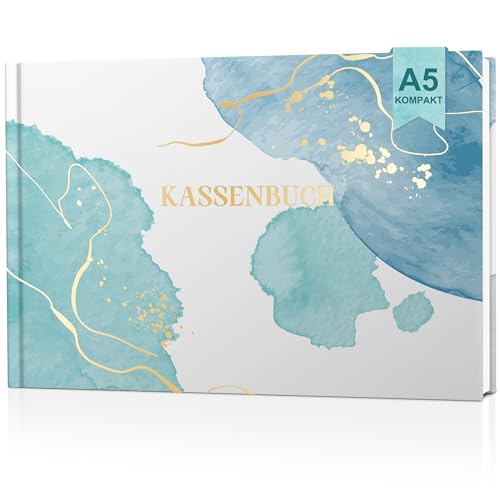 BIROYAL Kassenbuch A5-120 Seiten Haushaltsbuch, Budget Planner & Kassenbücher - Einnahmen Ausgaben Buch - Haushaltsbuch zum Eintragen - Kassenbuch Kleinunternehmer- Finanzplaner (Aquarell)