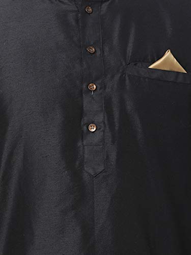 Image of VASTRAMAY Men's Black Cotton Blend Kurta and Pyjama Set