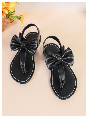 Verdusa Girl's Summer Bow Sandals Vacation Open Toe Ankle Strap Flat Thong Sandals2