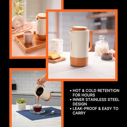 Image of Trueware Amaze ISI Certified Inner Steel Thermoware 1000 ML Hot & Cold Flask Jug, BPA Free, Leak Proof, Ideal for Tea, Coffee, Water, Hot and Cold Beverages
