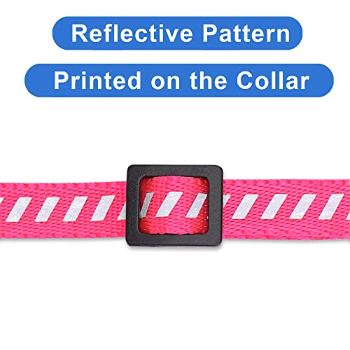 Image of Pawtitas Personalized Cat Collar with Safety Buckle and Removable Bell Cat Collar with Name Phone Number Kitten Adjustable Collar Customized Cat Collar | Pink Reflective Collar for Cats