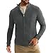 Mens Full Zip Cardigan Open Front Sweater Casual Stand Collar Long Sleeve Waffle Knitted Sweaters Warm Outwear (Dark Grey,X-Large)