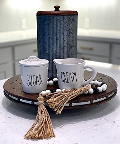 White Jar With Lid Large Capacity Porcelain Ceramic Kitchenware Tableware Pantry (Sugar Creamer Set) #TOP1