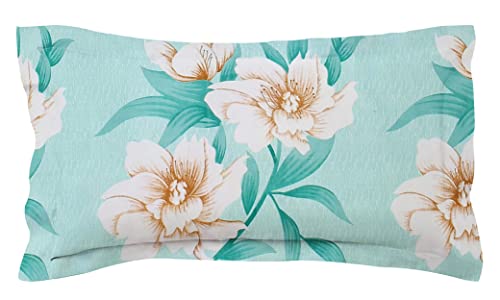 Image of HOMEKART (110 TC & 110 GSM 100% Cotton Feel Bedsheet for Single Bed with One King Size Pillow Covers Soft /Breathable Wrinkel Free -60x90 Inches - (Green Flowra)