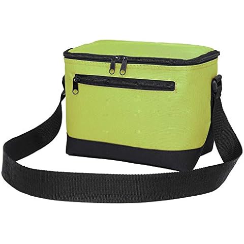 BuyAgain Lunch Bag, 600D Poly Small 6 Can Insulated Reusable Lunch Cooler Bag PEVA Water-resistant Lining for Women Men Adult Work School, Apple Green Cover
