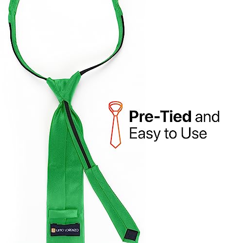 Image of boxed-gifts Umo Lorenzo Mens Zipper Ties Solid Color Pre Tied Polyester Neckties for Men and Women