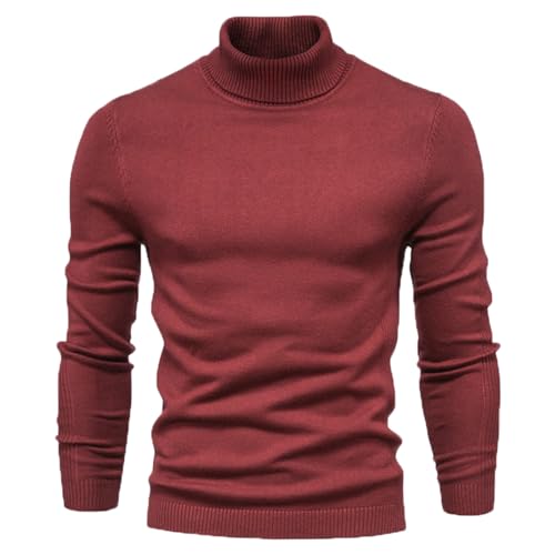 Oversized Knit Sweater for Men High Neck Solid Color Vintage Pullover Lightweight Fall Fashion Thermal Sweaters