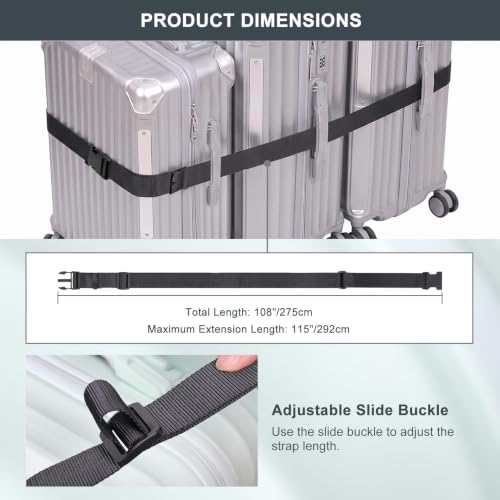 Image of Vigorport Luggage Straps, Stretchable Luggage Connector Strap for Suitcase