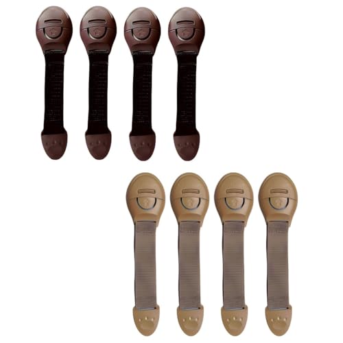 Image of KidDough Furniture Safety Locks for Kids - Pack of 4 Beige + 4 Brown Locks, Child Safety Locks for Drawers, Cabinets, Fridge, Cupboard Lock, Strong and Adhesive Safety Locks
