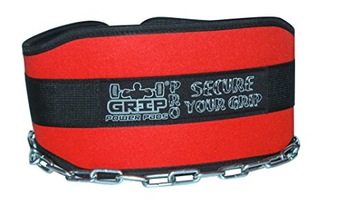 Grip Power Pads Premium Lifting Dip Belt with 36” Heavy Duty Steel Chain