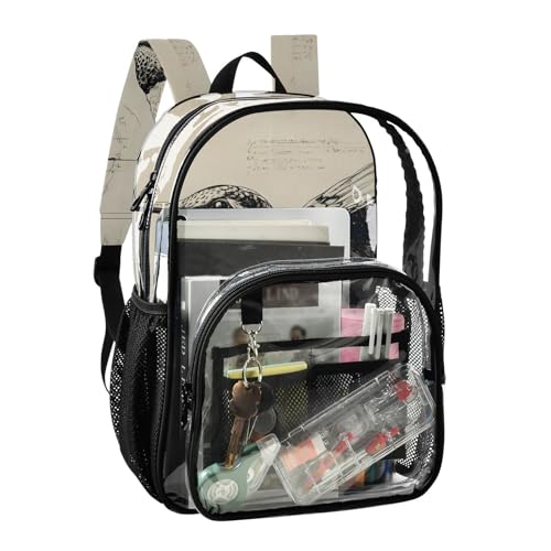 Hummingbird Paper Clear Backpack, PVC Transparent Bag with Large Capacity for Boys, Girls, Men, Women, See Through Bookbag for School Work College Travel2