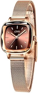 CIVO Womens Watches Ladies Stainless Steel Minimalist Waterproof Rectangle Rose Gold Wrist Watch Designer Simple Elegant Casual Slim Analogue Watches for Ladies Girls with Marble Dial