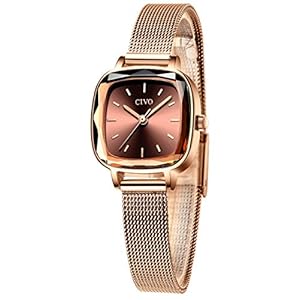 CIVO Womens Watch Square Analog Quartz Stainless Steel Small Wrist Watch Waterproof Fashion Dress Elegant Ladies Watches for Women