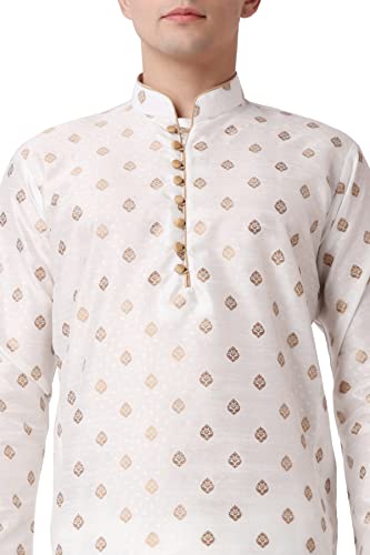 Image of Royal Kurta Men's Silk Blend Printed Kurta Dhoti Set
