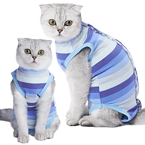 Cats Recovery Suit, Cat Recovery Onesie Male & Female Cats Abdominal Wounds Bandages Cone E-Collar Alternative After Surgery, Anti-Licking Snugly Bodysuit for Dog & Cat