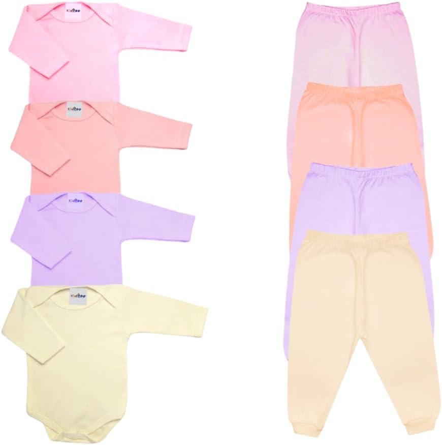 Kit 4 Peças Bebê Body Manga Longa e Mijão Enxoval Menino Menina